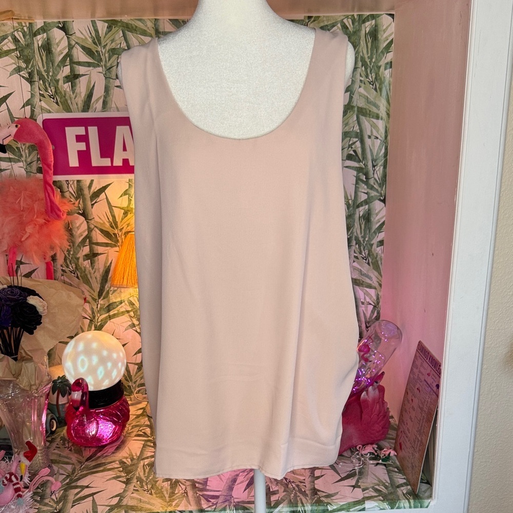 Ann Taylor Tank Top Sleeveless Blouse Dusty Pink Scoop Neck